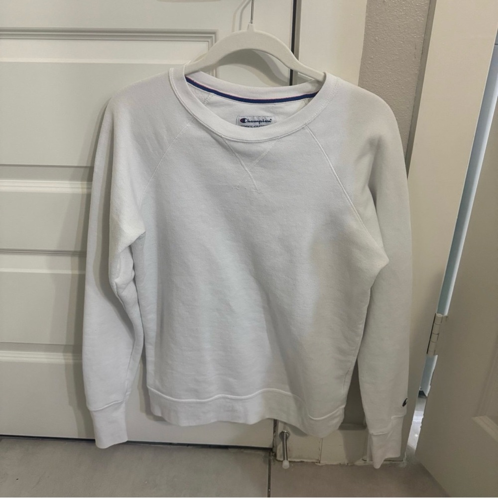Champion White Crewneck Sweatshirt Womens Medium Classic Logo Pullover